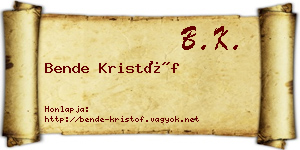 Bende Kristóf névjegykártya